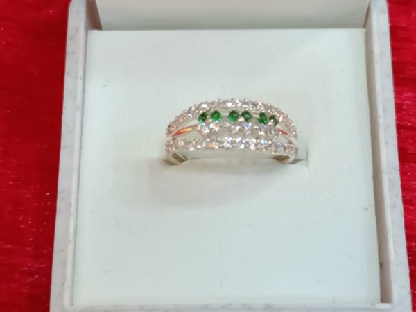 Emerald Accent Silver Ring - Image 4