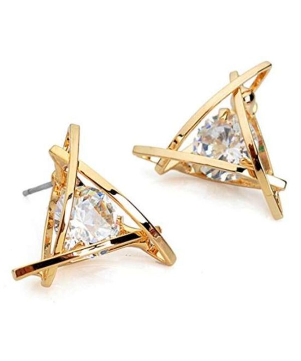 Elegant Gold-Plated Sterling Silver Stud Earrings  Minimalist - Image 2