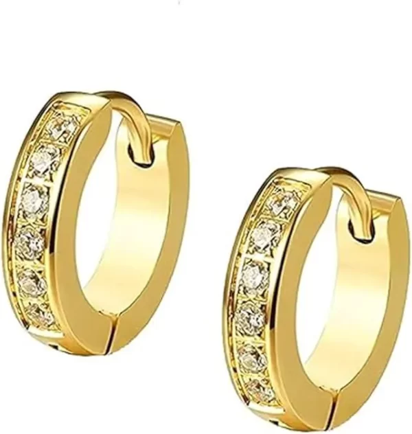 Round Cut Diamond Hoop Earrings Yellow Gold Plated