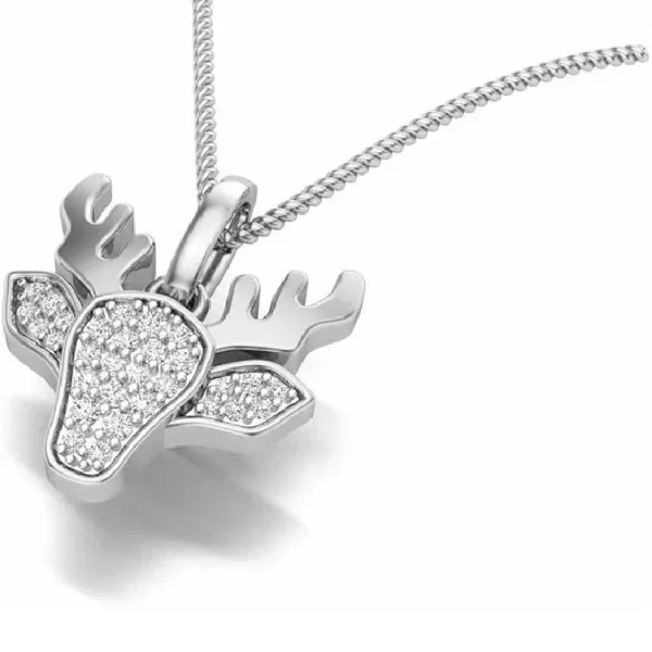 Reindeer Head Pendant Necklace with Sparkling Accents... - Image 2