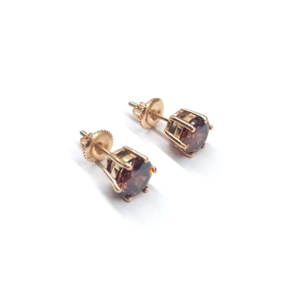 Brownish Diamond Six-Prong Stud Earrings–Elegant... - Image 4