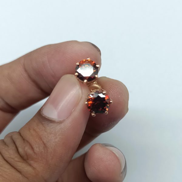 Brownish Diamond Six-Prong Stud Earrings–Elegant... - Image 3