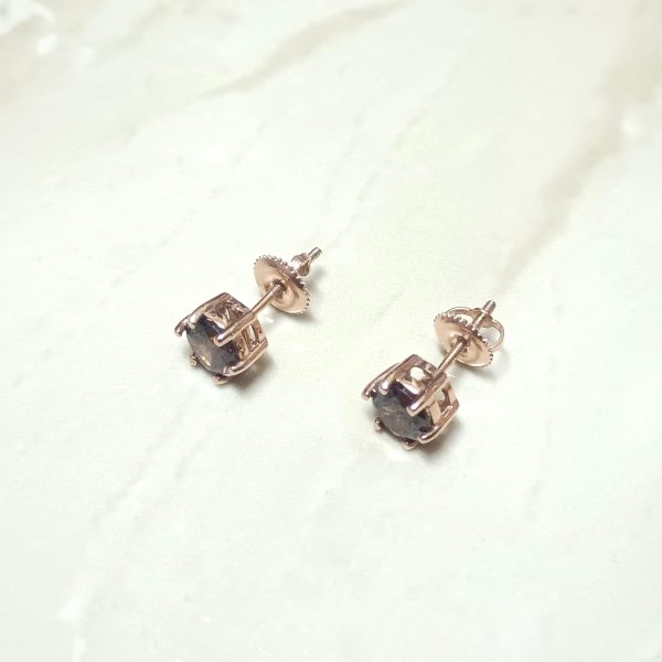 Brownish Diamond Six-Prong Stud Earrings–Elegant... - Image 2