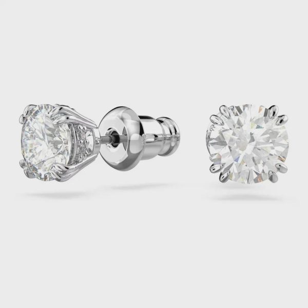 Round Cut Diamond Stud Earrings White Gold Plated - Image 3