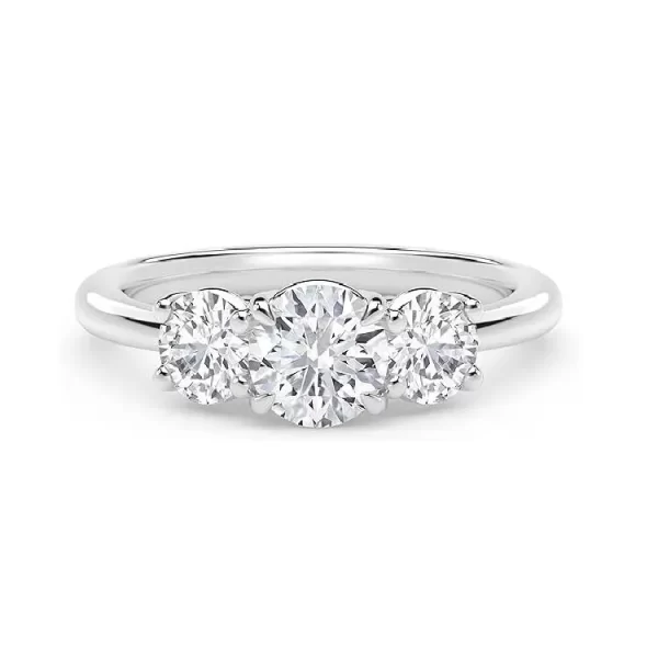 Three-Stone Sterling Silver Ring with Brilliant Round Cut CZ... - Image 3