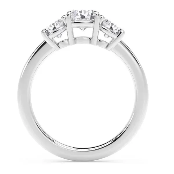 Three-Stone Sterling Silver Ring with Brilliant Round Cut CZ... - Image 2