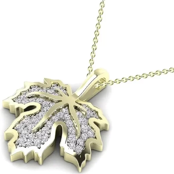 Sterling Silver Maple Leaf Pendant with Sparkling Cubic... - Image 2