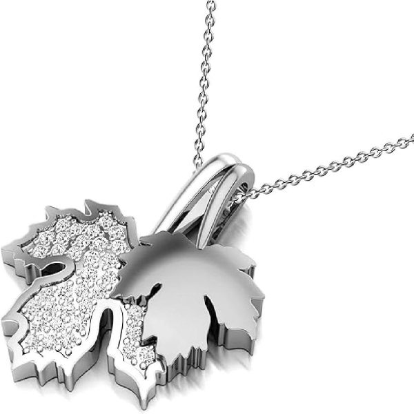 Sterling Silver Double Maple Leaf Pendant Necklace - Image 2