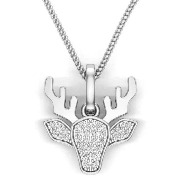 Reindeer Head Pendant Necklace with Sparkling Accents...