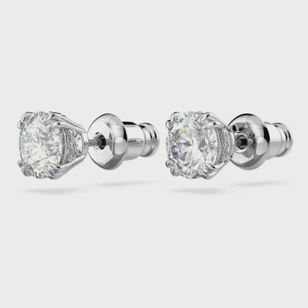 Round Cut Diamond Stud Earrings White Gold Plated