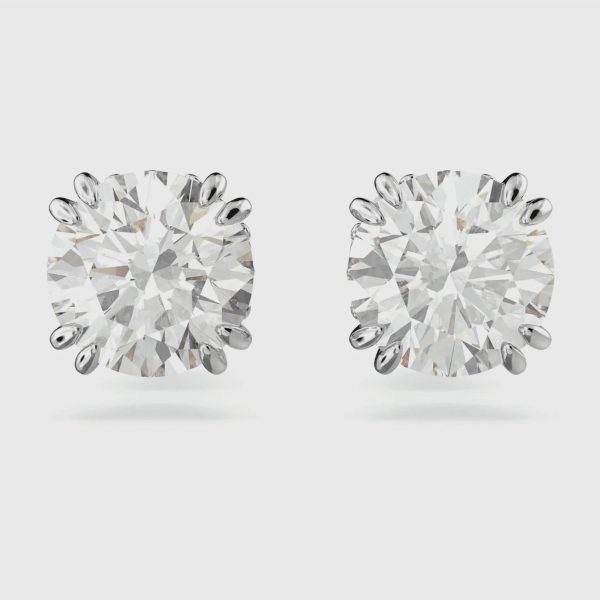 Round Cut Diamond Stud Earrings White Gold Plated - Image 2