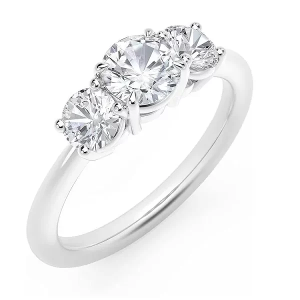 Three-Stone Sterling Silver Ring with Brilliant Round Cut CZ...