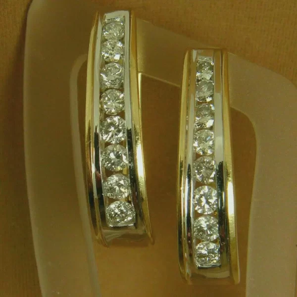 Sterling Silver Hoop Earrings with Channel Set Cubic...