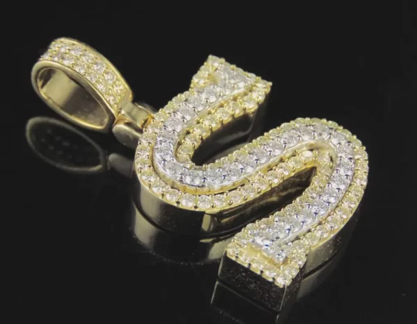 Gold Plated Initial S Pendant Cubic Zirconia Hip Hop Necklace
