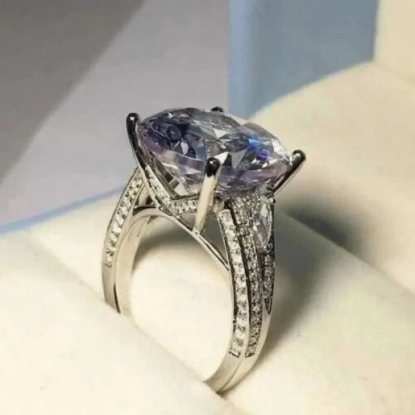 White Gold Plated Sterling Silver Round Cut Simulated... - Image 2