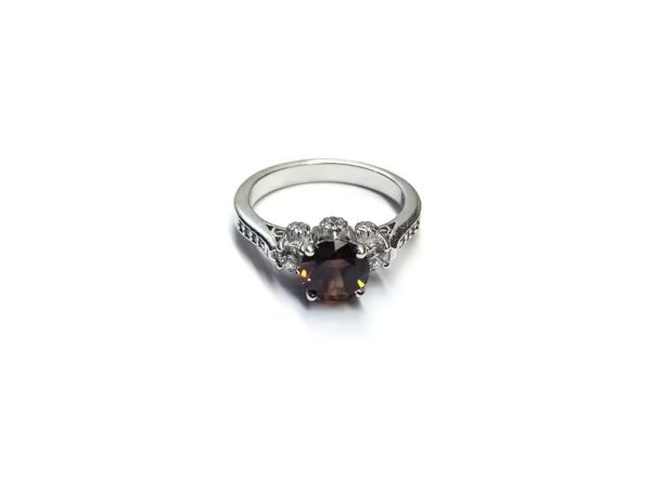 Vintage Style Brownish Simulated Diamond Halo Ring...