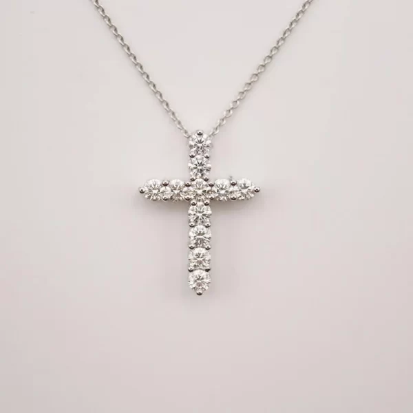 Sterling Silver Cross Pendant – Round Cut Cubic Zirconia... - Image 7