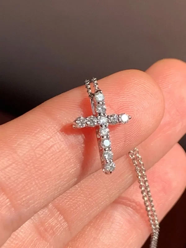 Sterling Silver Cross Pendant – Round Cut Cubic Zirconia... - Image 5