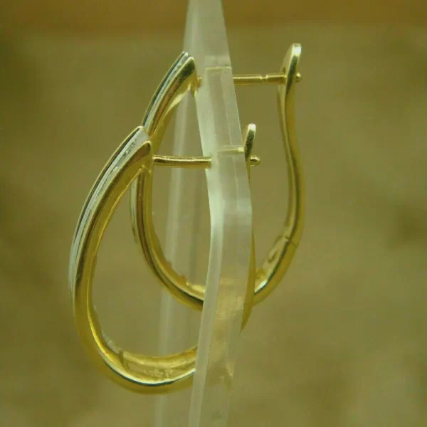 Sterling Silver Hoop Earrings with Channel Set Cubic... - Image 2