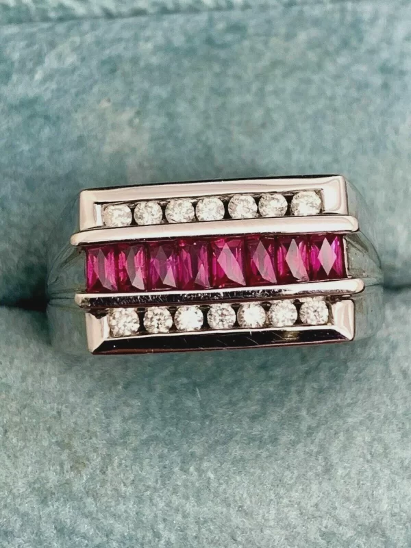 Sterling Silver Ruby and CZ Channel Set Ring... - Image 2