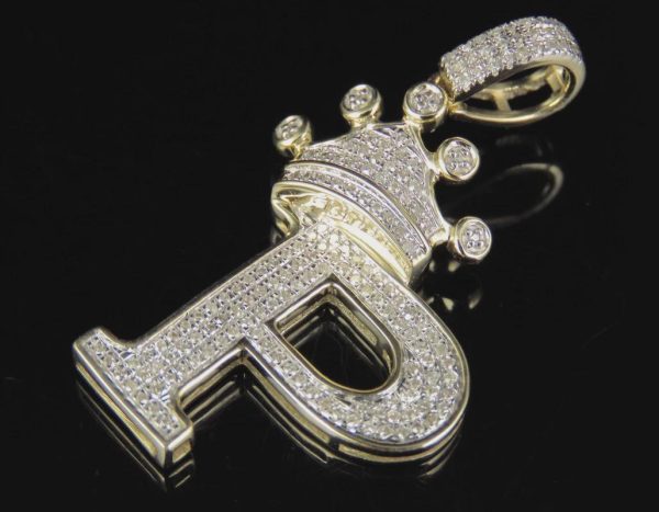 Sterling Silver Crown Letter "P" Pendant: Cubic Zirconia...