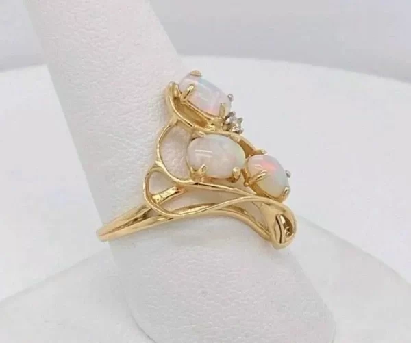 Sterling Silver Simulated Opal & CZ Ring... - Image 3