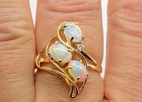 Sterling Silver Simulated Opal & CZ Ring... - Image 2