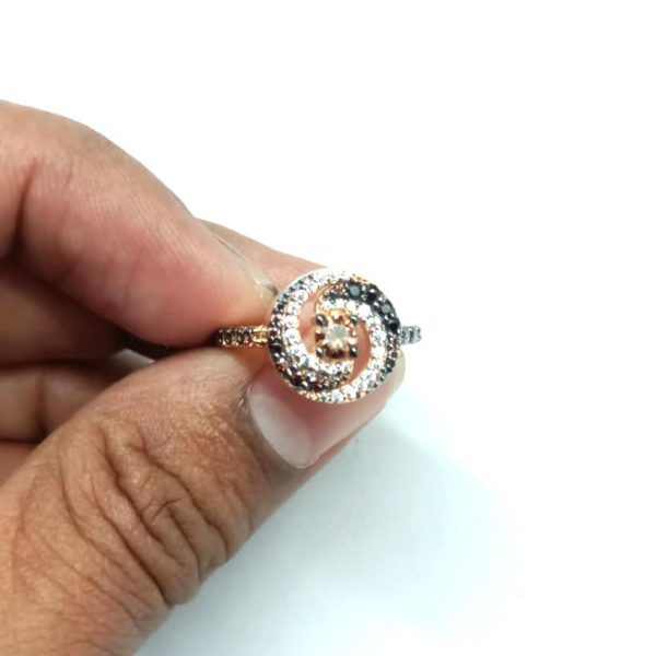 Brownish Simulated Diamond Spiral Halo Ring - Image 3