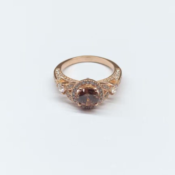 Vintage Style Simulated Brownish Diamond Halo...