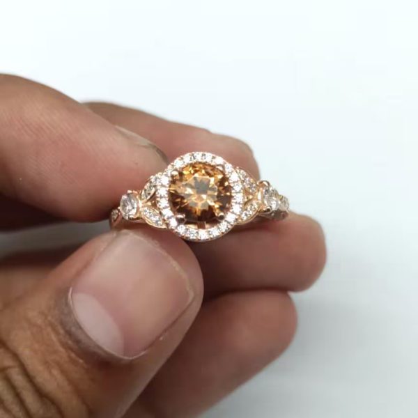Vintage Style Simulated Brownish Diamond Halo... - Image 3