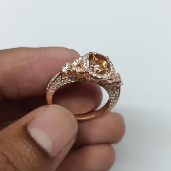 Vintage Style Simulated Brownish Diamond Halo... - Image 2