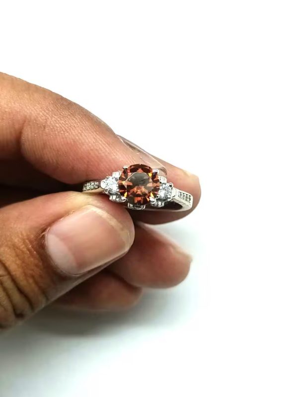 Vintage Style Brownish Simulated Diamond Halo Ring... - Image 3