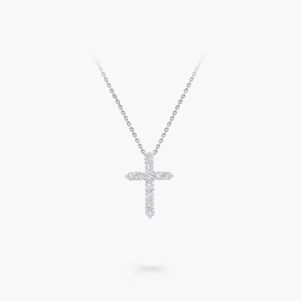 Sterling Silver Cross Pendant – Round Cut Cubic Zirconia... - Image 3