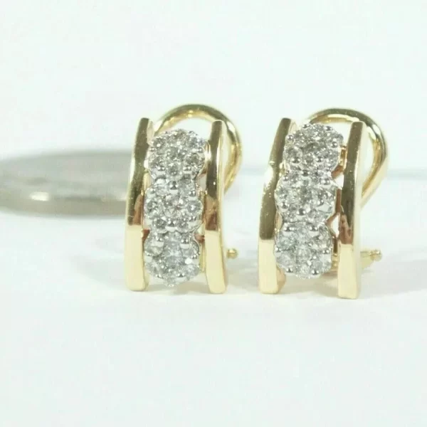 Sterling Silver Gold Plated Hoop Earrings with Cluster...
