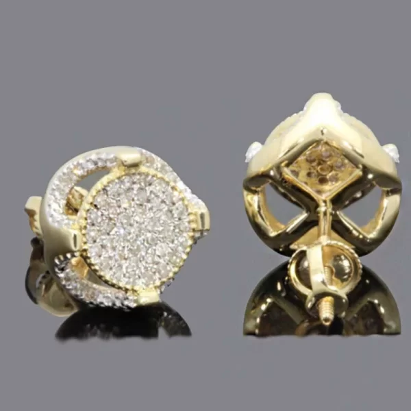 Gold Plated Round Cluster Stud Earrings with Cubic Zirconia - Image 2