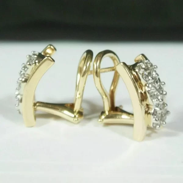 Sterling Silver Gold Plated Hoop Earrings with Cluster... - Image 3