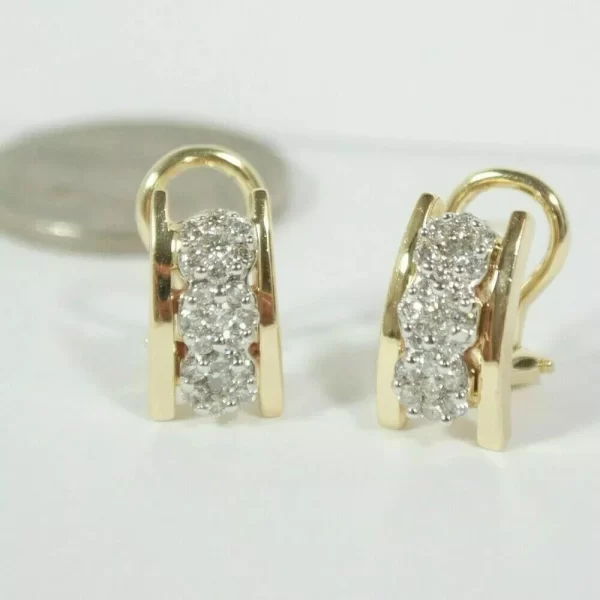 Sterling Silver Gold Plated Hoop Earrings with Cluster... - Image 2
