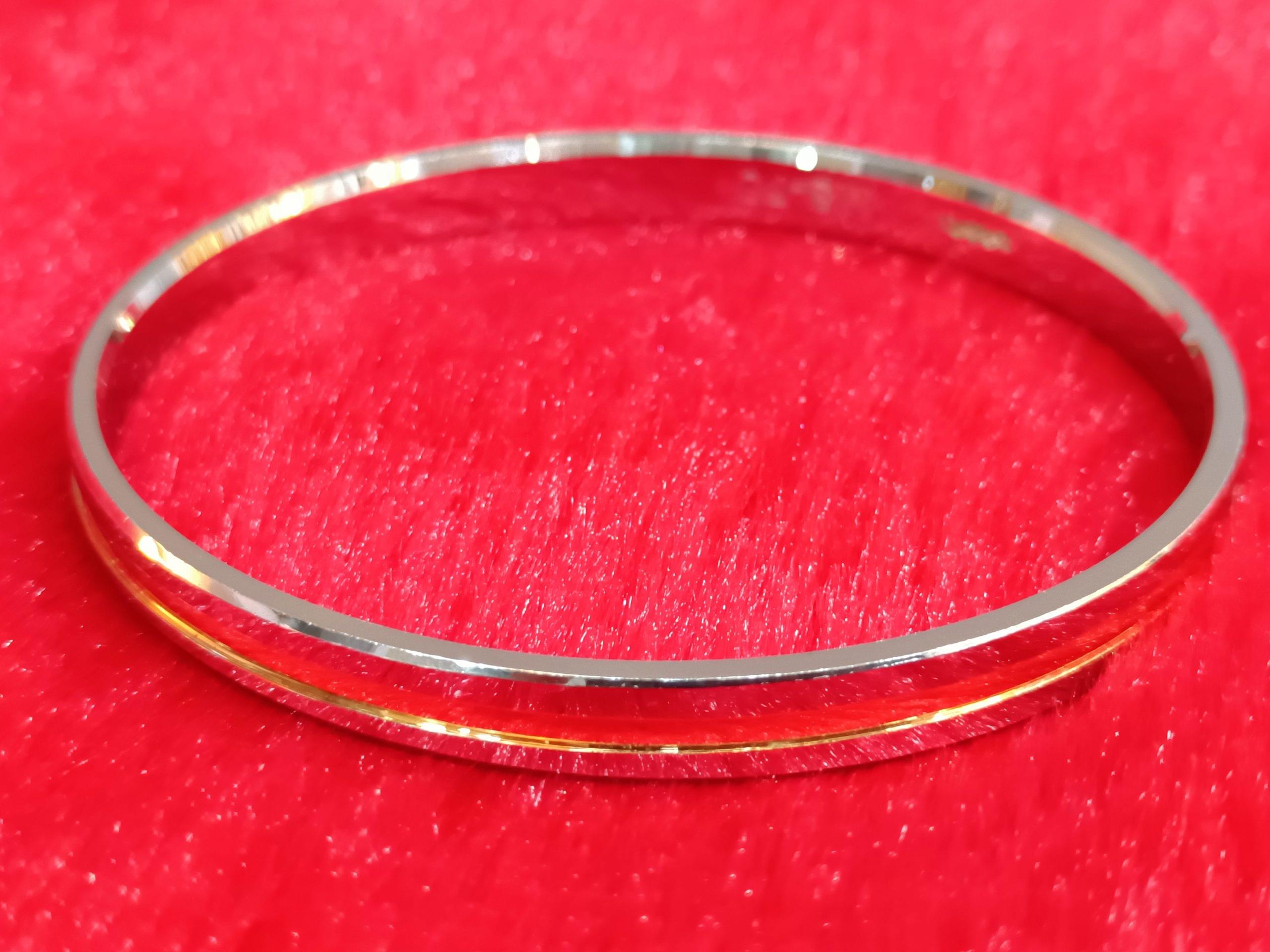 Sleek Two-Tone Groove Bangle for Men