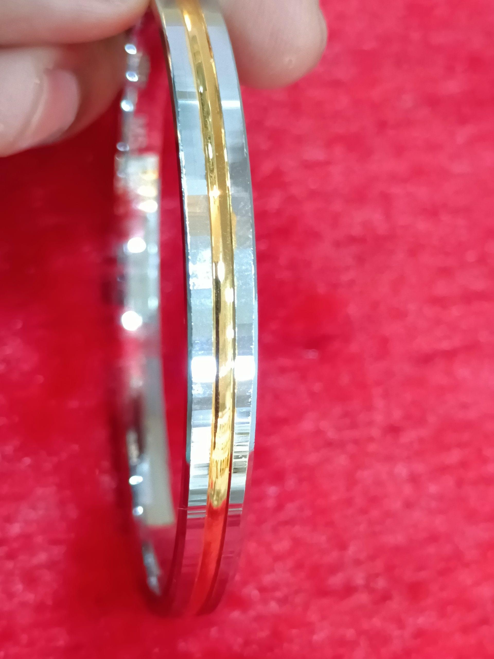 Sleek Two-Tone Groove Bangle for Men - Image 3