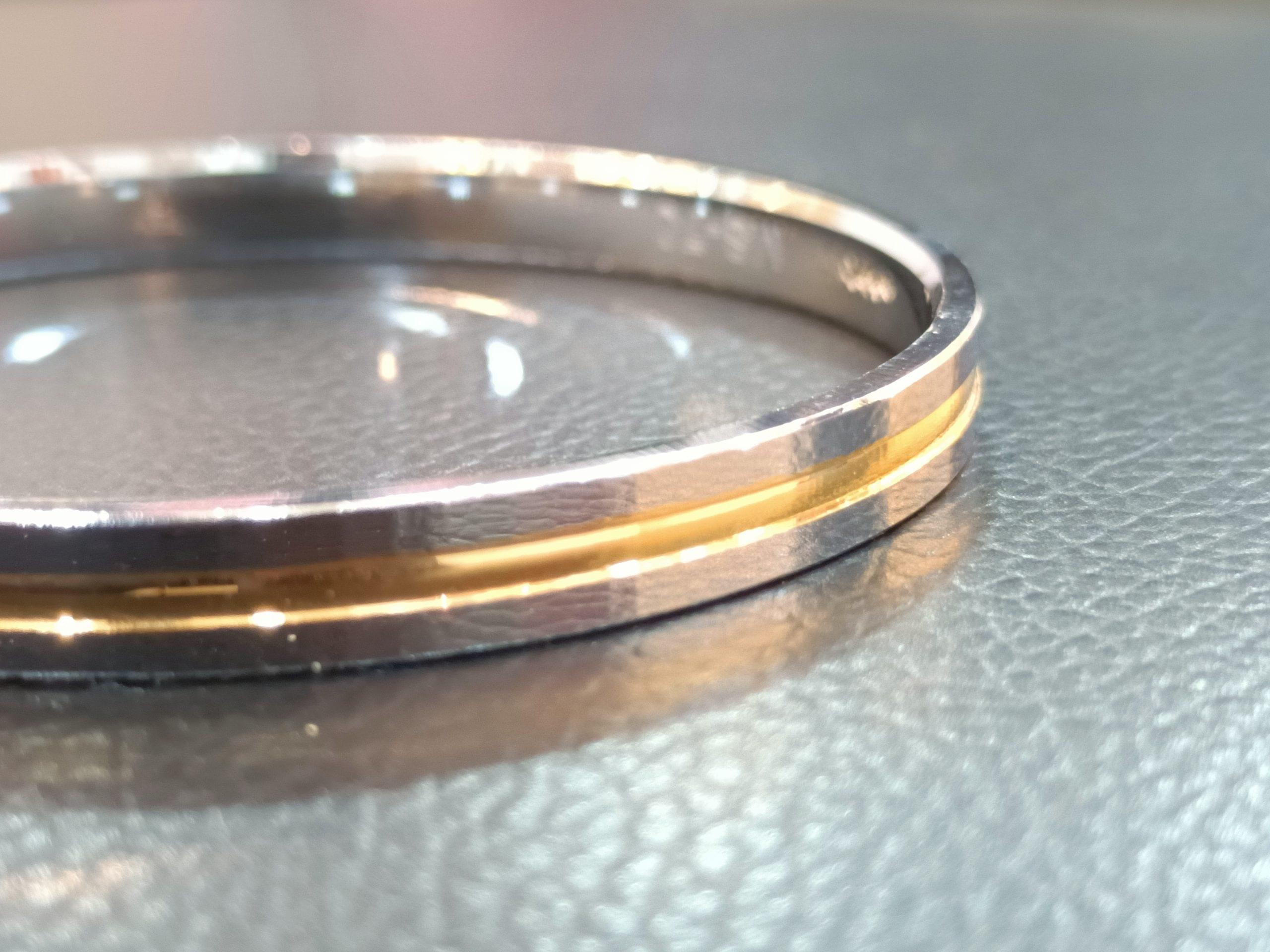 Sleek Two-Tone Groove Bangle for Men - Image 6